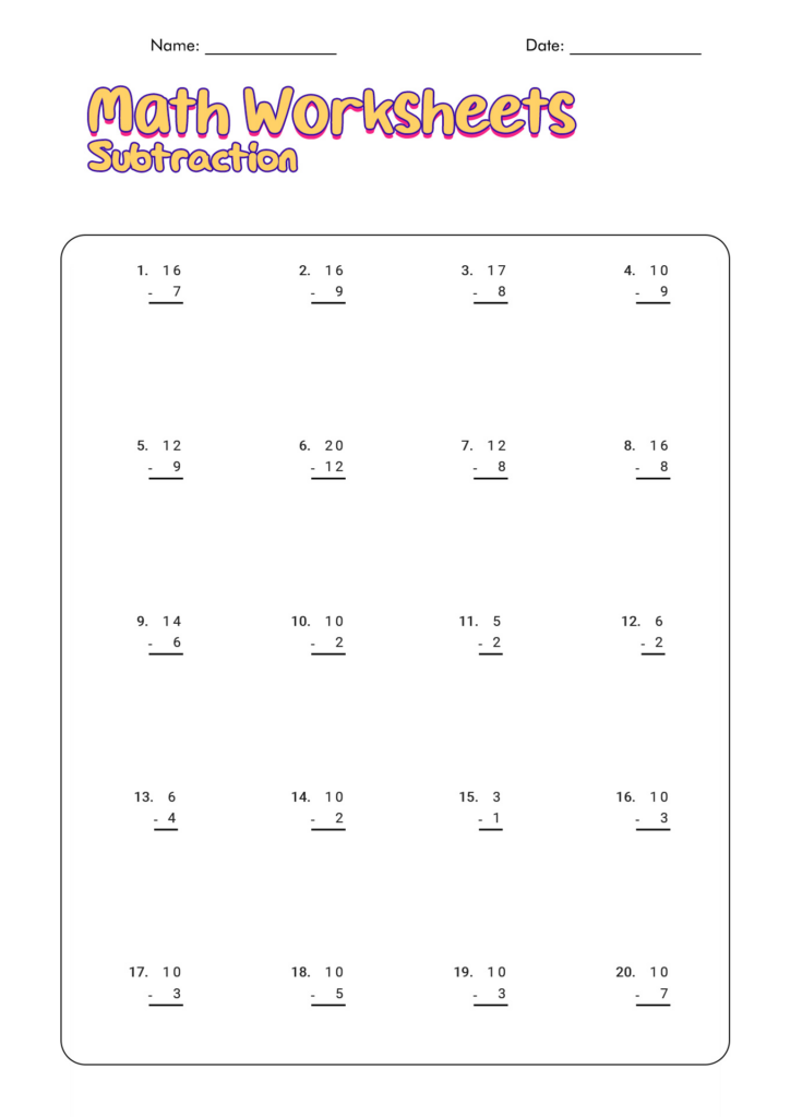 12 First Grade Subtraction Math Worksheets Printable Worksheeto
