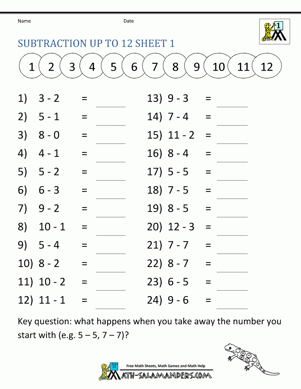 30 Subtraction Worksheets Grade 1 30 Subtraction Worksheets Grade 1