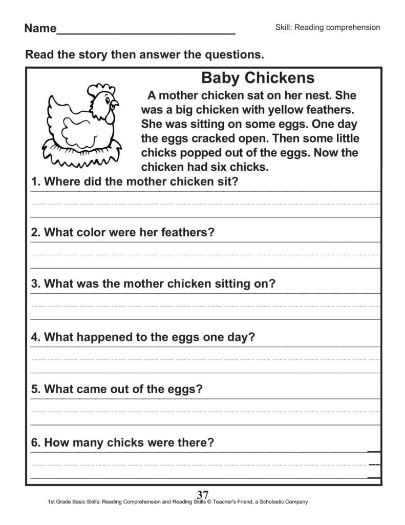 40 Scholastic 1st Grade Reading Comprehension Skills Worksheets 
