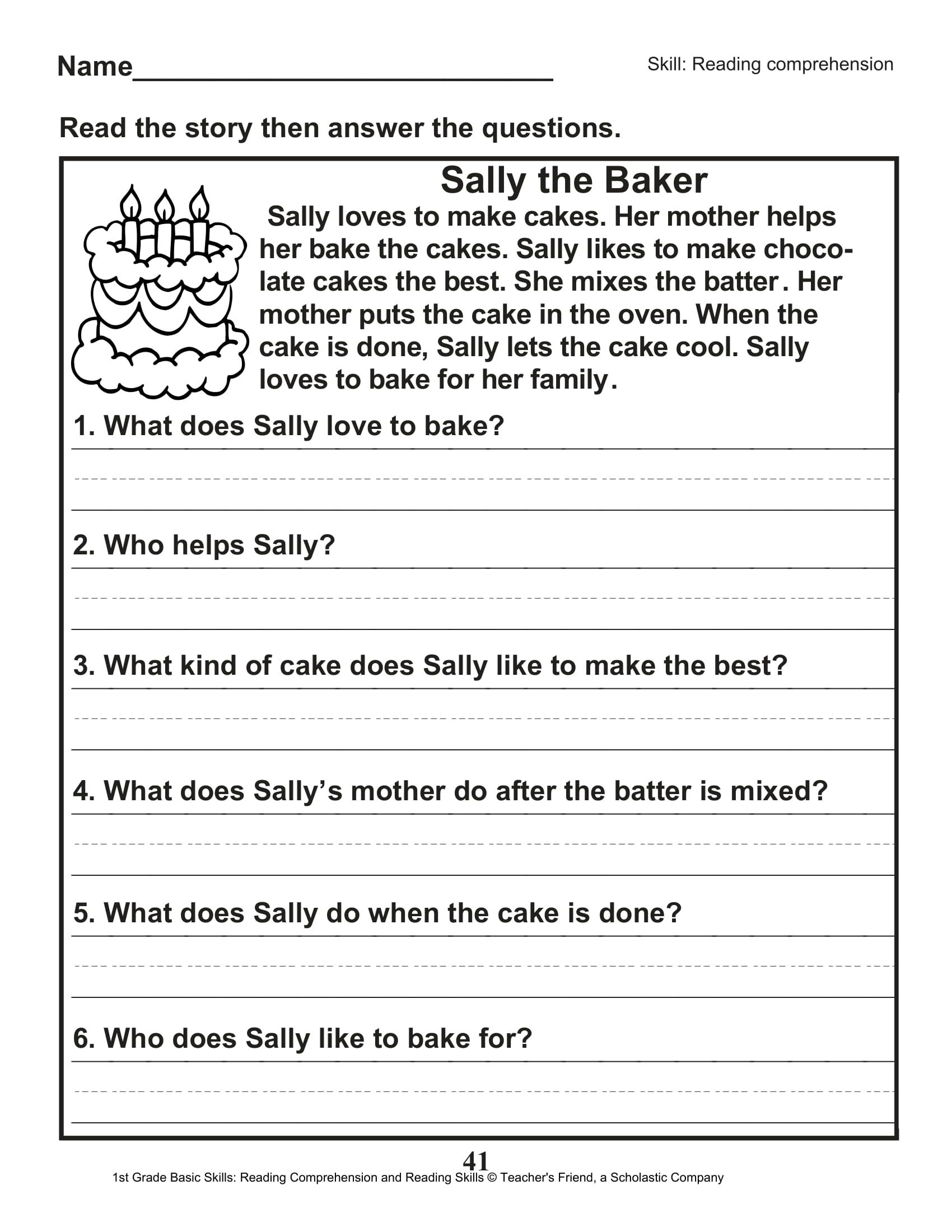 40 Scholastic 1st Grade Reading Comprehension Skills Worksheets