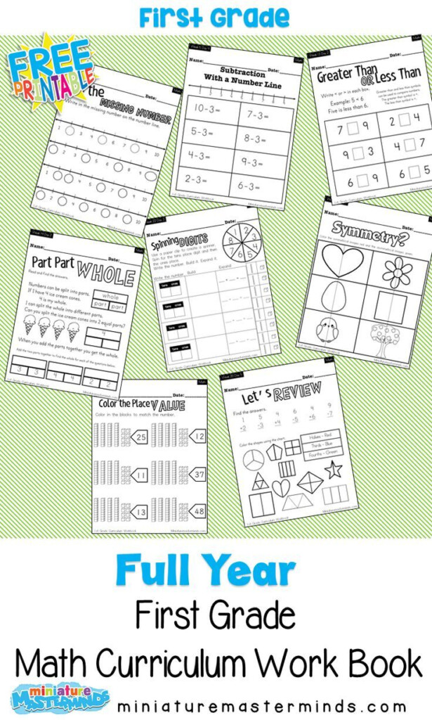 Full Year Math Curriculum First Grade Free Printable Book First Grade 