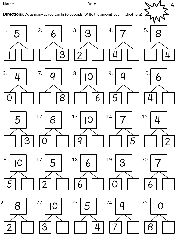 Math Fluency 1st Grade