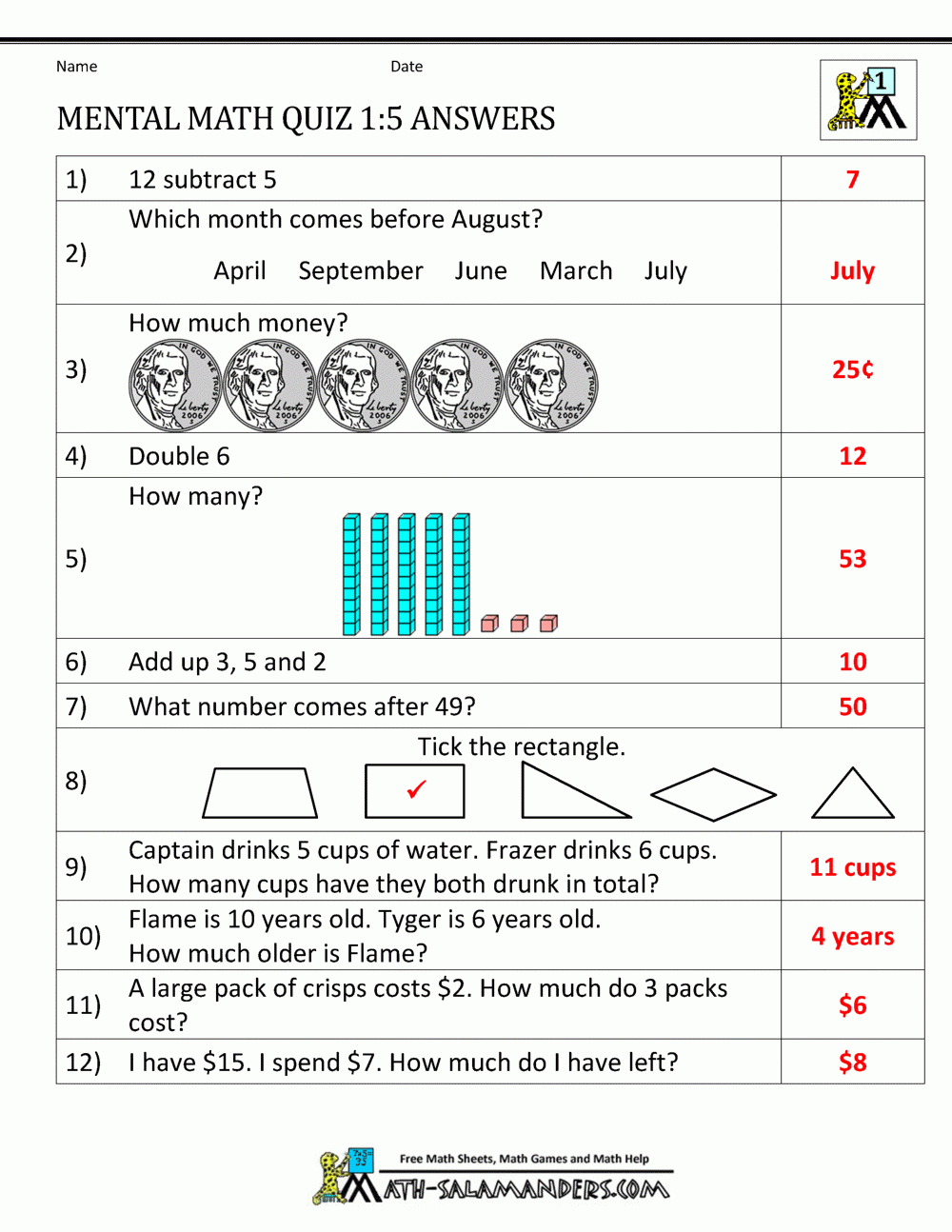 Maths Worksheets For Grade 1 With Answers Grade 8 Math Questions And Maths Worksheets For Grade 1 With Answers Grade 8 Math Questions And