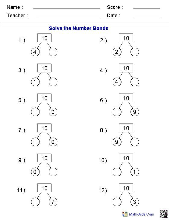 Number Bonds Worksheets Great For Teachers Using Singapore Math Number Bonds Worksheets Great For Teachers Using Singapore Math