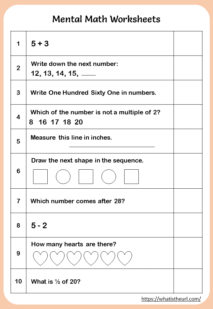 Printable Mental Math Worksheets For 1st Grade Your Home Teacher Printable Mental Math Worksheets For 1st Grade Your Home Teacher
