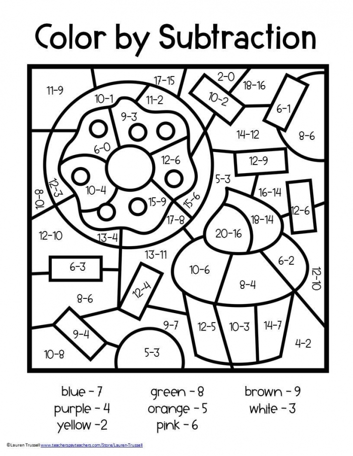Subtraction Color By Number Worksheets 99Worksheets Subtraction Color By Number Worksheets 99Worksheets