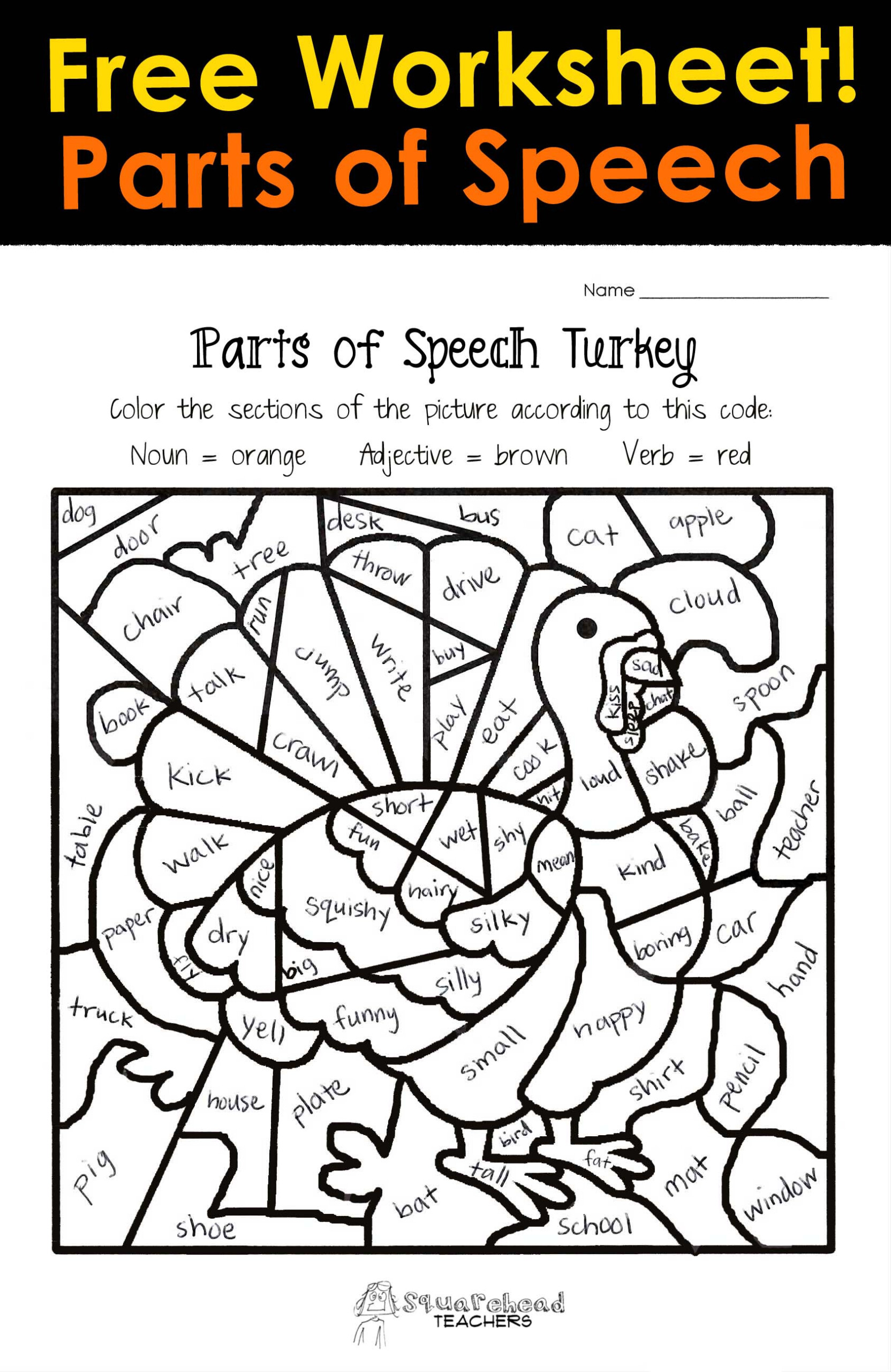 Thanksgiving Parts Of Speech Worksheet Squarehead Teachers Db excel