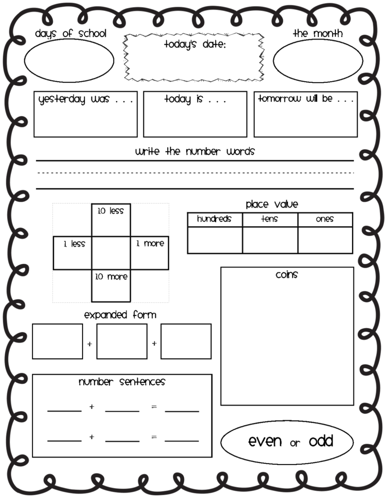 The First Grade Lunchbox Calendar Math