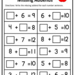 10 Printable Missing Addends Worksheets Numbers 1 20 For Etsy Schweiz