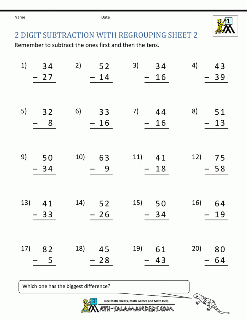 30 Free Regrouping Subtraction Worksheets Coo Worksheets