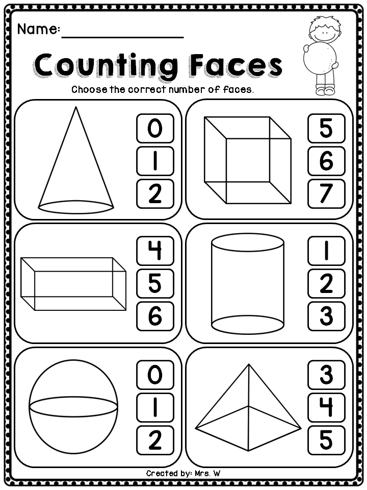 3D Shape Worksheet First Grade