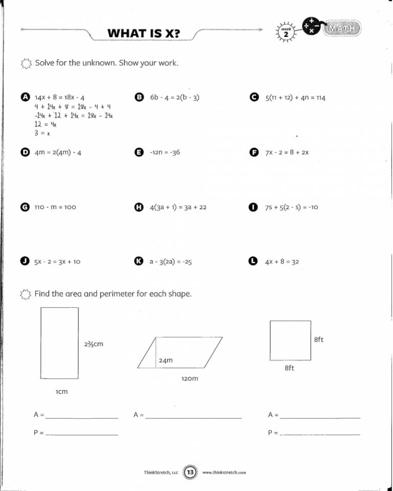 Accelerated Math Worksheet