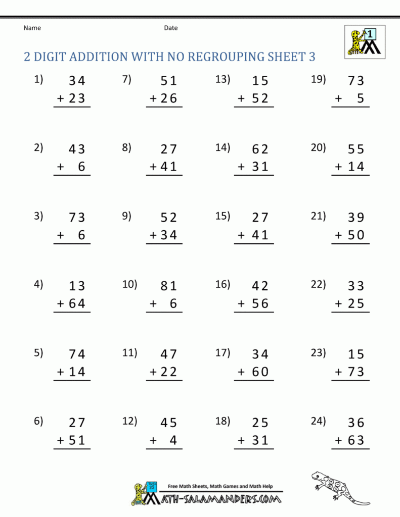 Adding 3 Digit Numbers Without Regrouping 3 Digit Addition Worksheets 
