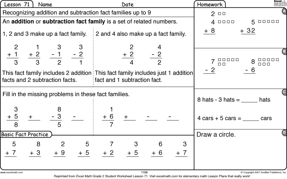 Excel Math Who S In Your Family Math Fact Families Excel Math Who s In Your Family Math Fact Families