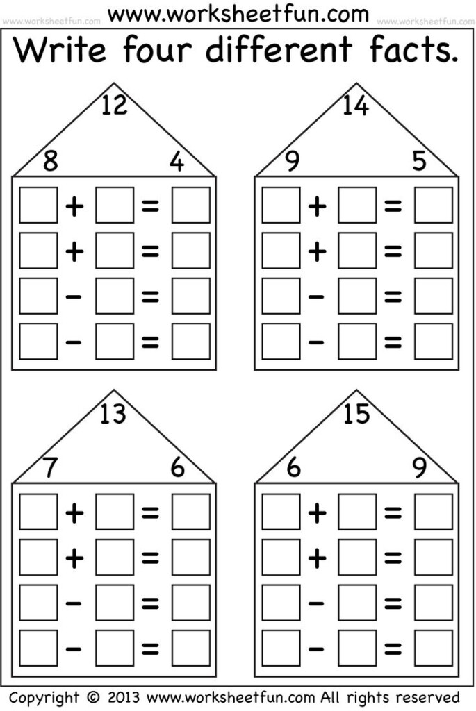 Fact Family Fact Family Worksheet Family Worksheet 1st Grade Math 