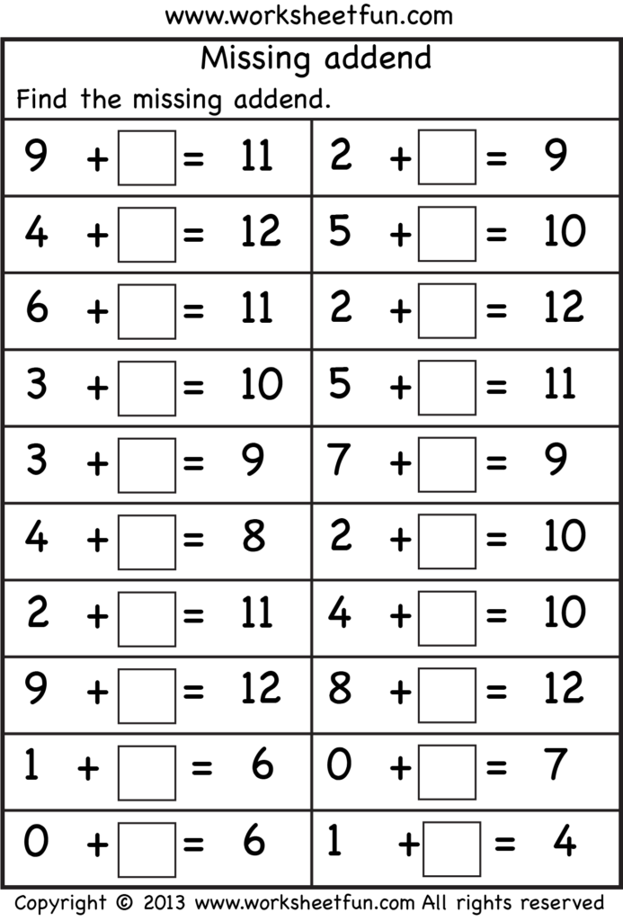 First Grade Math Sheets