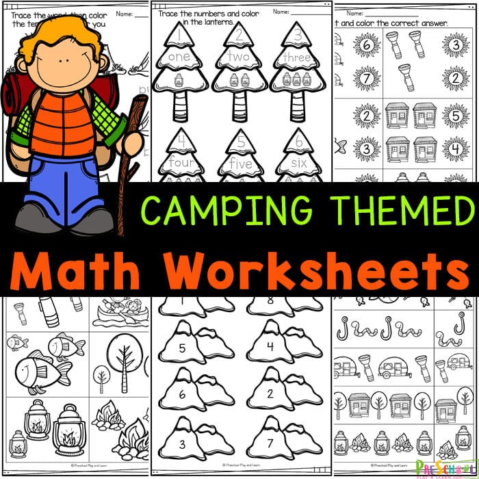 FREE Camping Math Worksheets For Preschoolers
