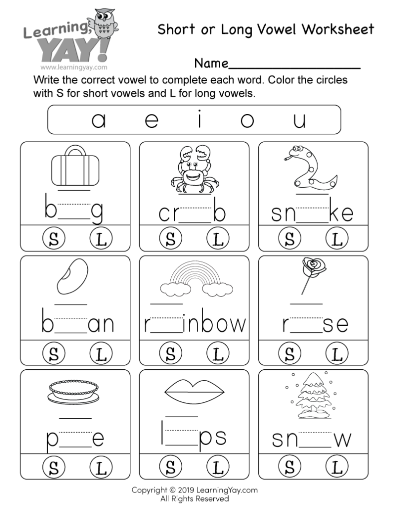 Free Printable Long E Worksheets