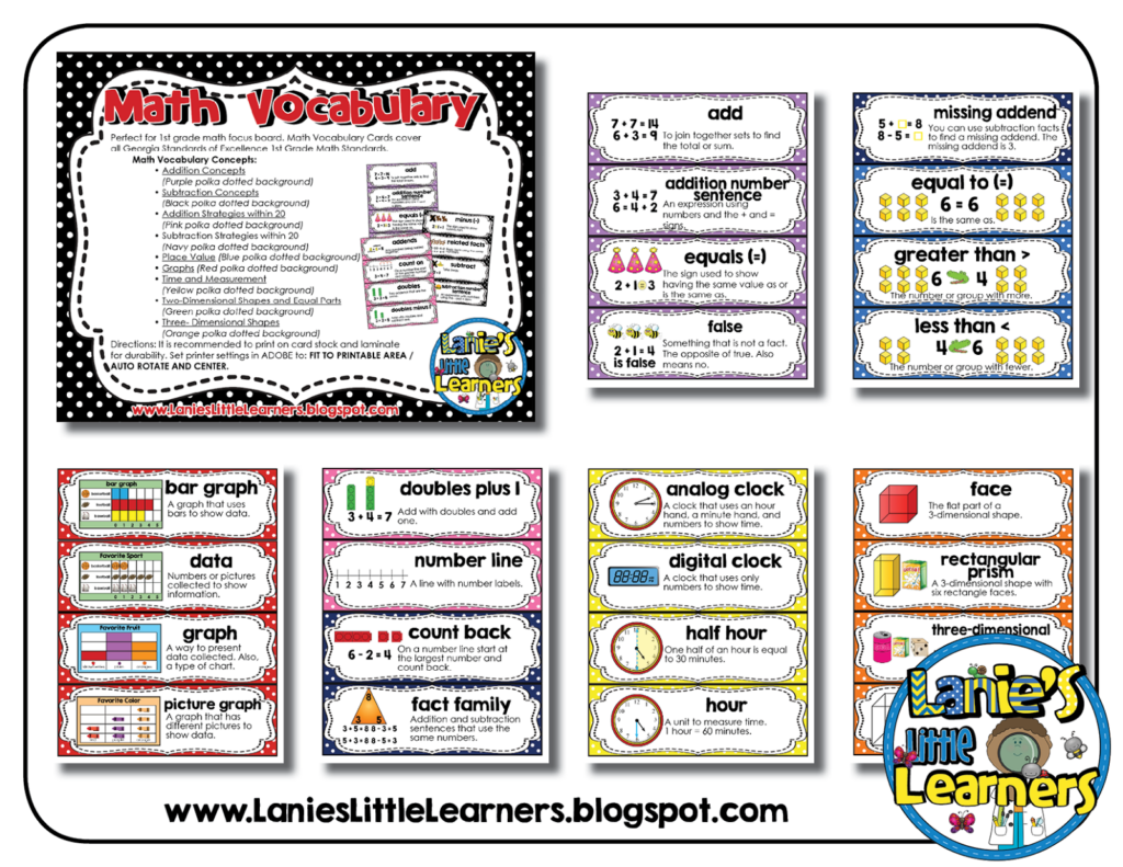 Free Printable Math Vocabulary Cards Aulaiestpdm Blog