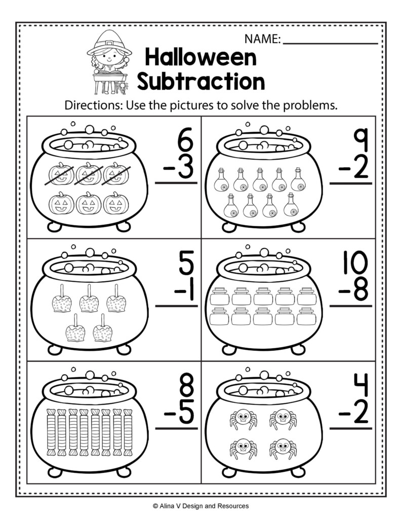 Halloween Worksheets Math Subtraction AlphabetWorksheetsFree