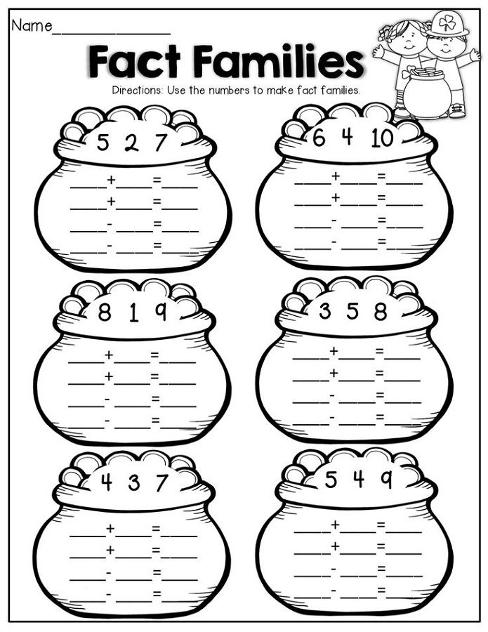 Math Fact Families Worksheets Fact Family Worksheet Math Facts Fact 