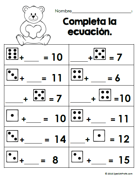 Math Worksheets In Spanish