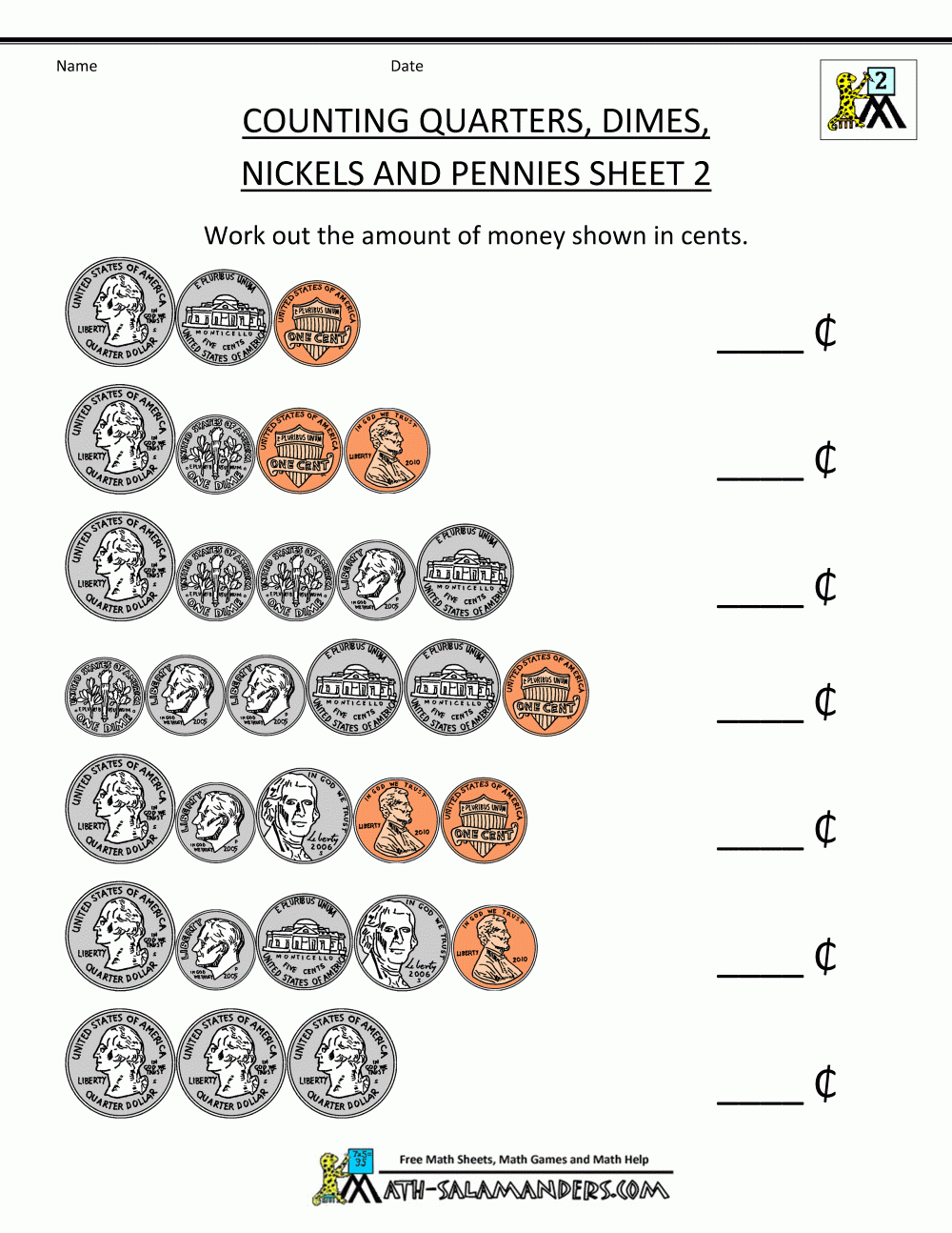 Maths Worksheet For Grade 2 Money Nicholas Sears Journal