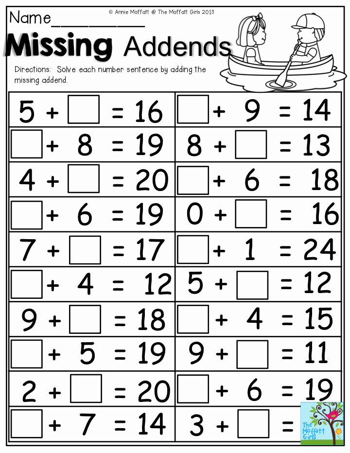Missing Number Worksheets Kindergarten Missing Addends Solve Each