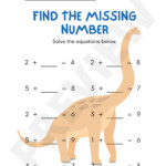 Printable Math Addition Dinosaur Worksheets For 1st Grade Etsy
