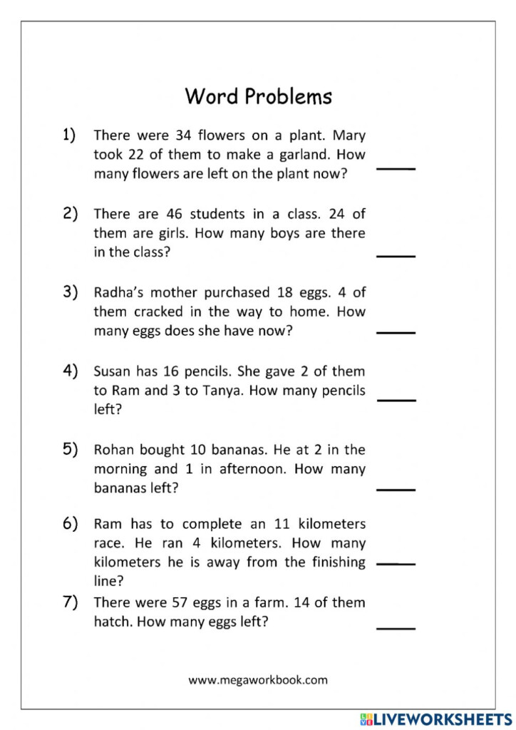 Problem Solve Maths Grade 1 Worksheet