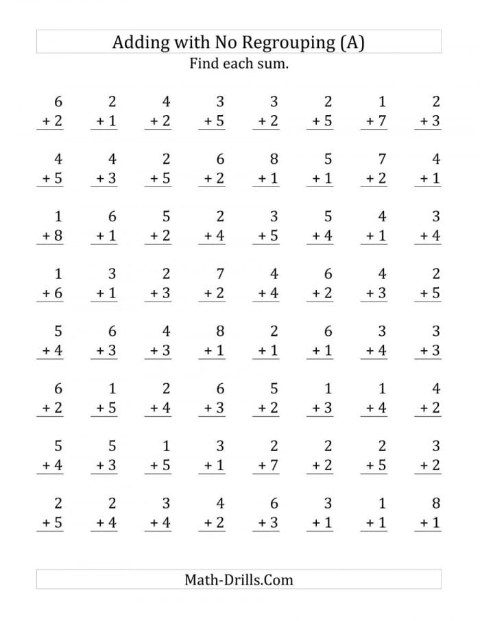 Single Digit Addition Worksheets 99Worksheets