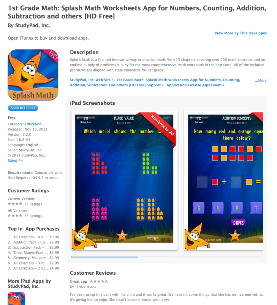 TeacherLINK Blog Free App Today 1st Grade Math Splash Math 