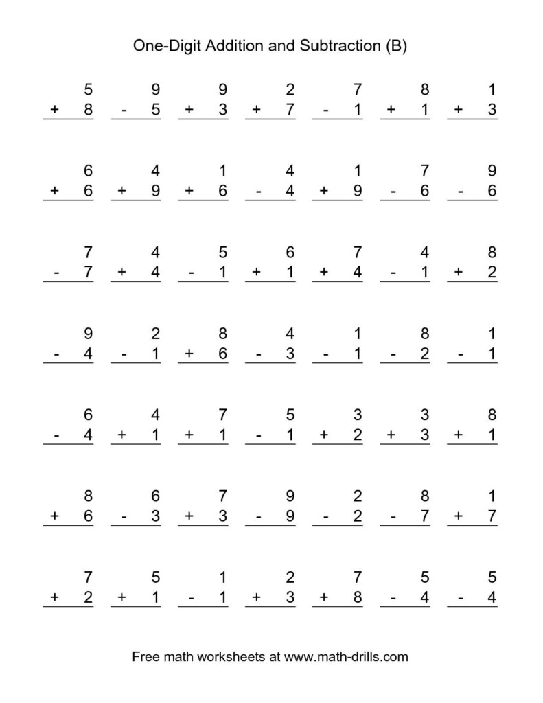 The Adding And Subtracting Single Digit Numbers B Mixed Operations 