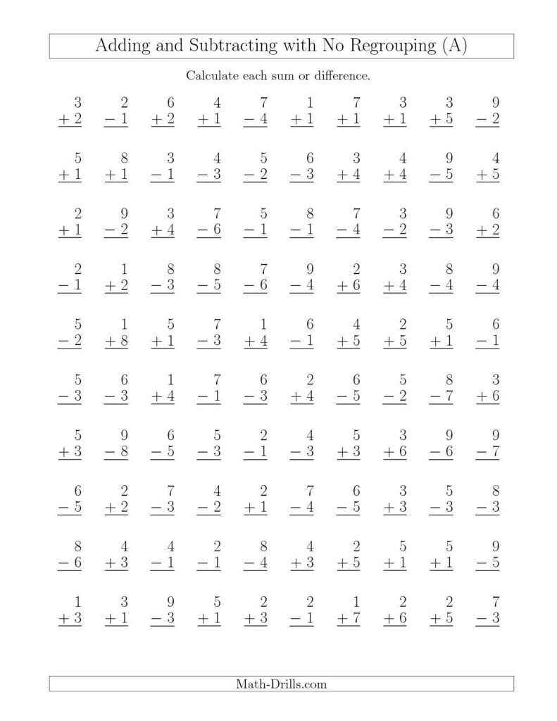 The Mixed Addition And Subtraction Of Single Digit Numbers With No 