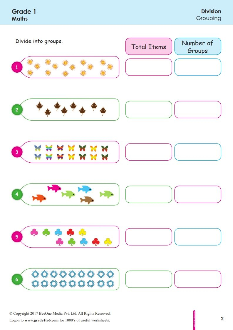 Division By Grouping Worksheets Divide Using Equal Groups Spring