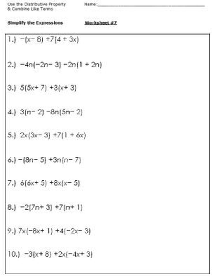  Equivalent Linear Expressions Worksheet Free Download Goodimg co