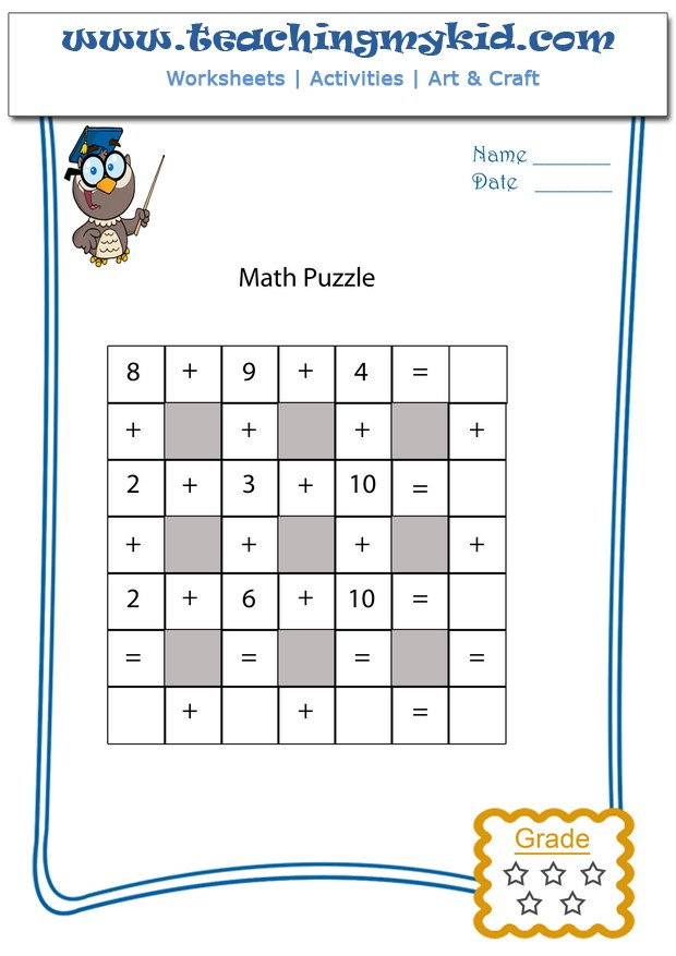 Math Puzzles Worksheets